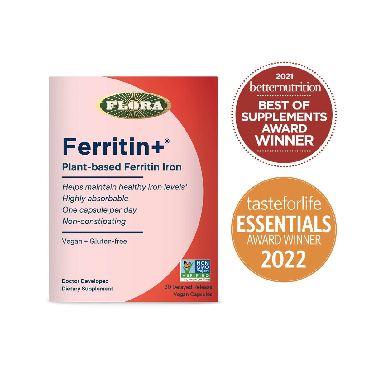 Flora Ferritin+ plant-based iron supplement